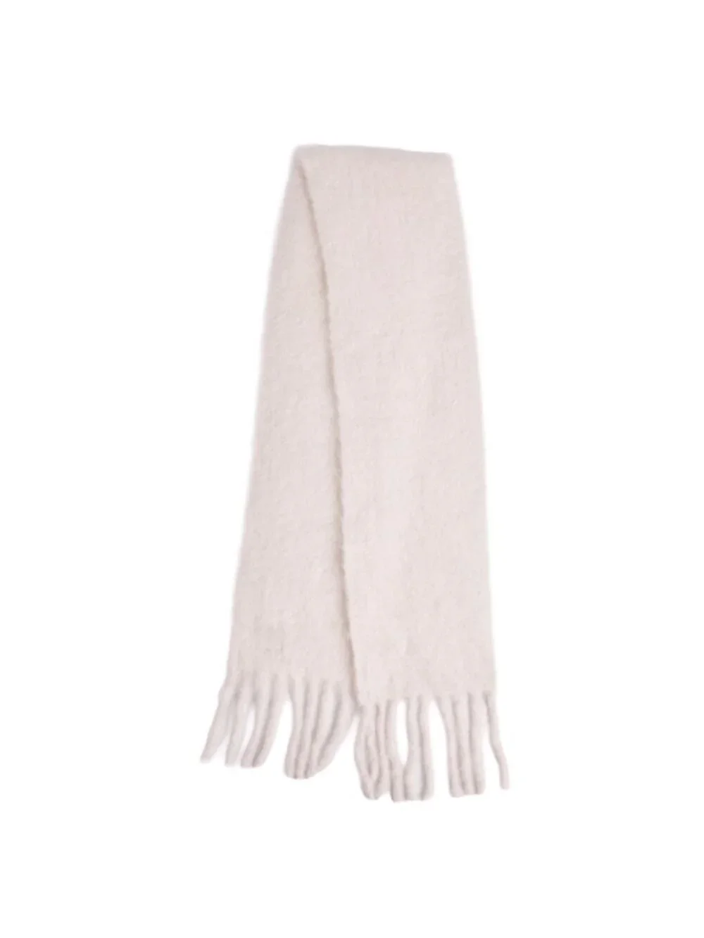Loewe Scarf Shawl Fringe Wool Mohair White
